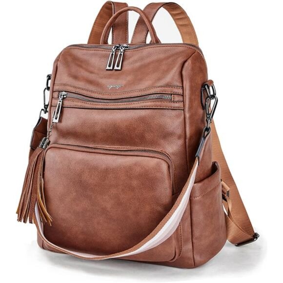 Handbags - Leather Backpack Purse for Women Fashion Tassel Ladies Shoulder Bags